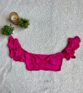 Hot Pink Off-Shoulder Bikini Top