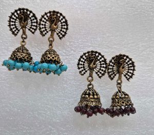 Peacock Jhumka Earrings - New