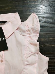 SHEIN Pink Ruffle Sleeveless Shirt
