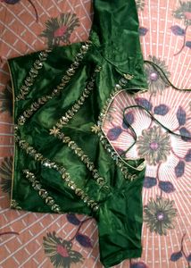 Elegant Floral Print Green Lehenga Set