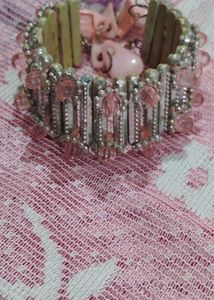 Cute Pink Beaded Charm Bracelet