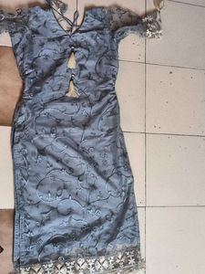 Elegant Grey Embroidered Kurta