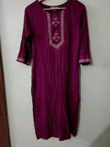 Violet Embroidered Thread Work Kurta