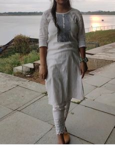 White Pure Cotton Kurti