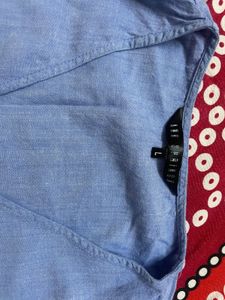 Blue Wrap Style Top with Tie Detail