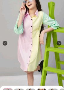 Color Block Shirt Dress