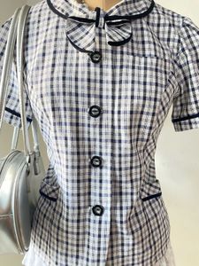 Cute Plaid Blouse with Bow Detail