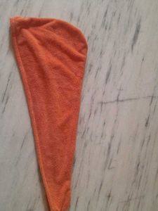 Orange Hair Towel Wrap with Daisy Embroidery