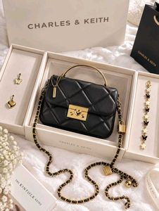 Charles &amp; Keith Pink Quilted Handbag Set PREMIUM Q