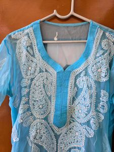 Beautiful Blue Chikankari Kurta