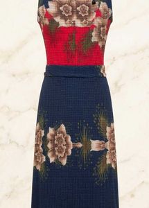 Vintage Floral Print Button-Up Dress