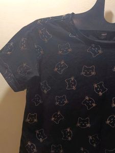 Hello Kitty Print Black T Shirt
