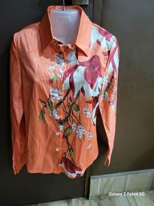 Brand New Branded Satin Silk Orange Printed Co Order Set