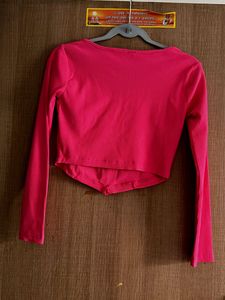 Ribbed Corset Detail Long Sleeve Top