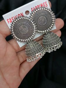 🥰Silver oxidise Jhumka earring for women