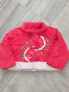 Red Embroidered Kids Jacket