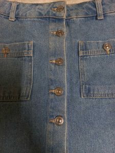 Denim Button-Front Mini Skirt