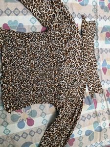 Leopard Print Smocked Crop Top