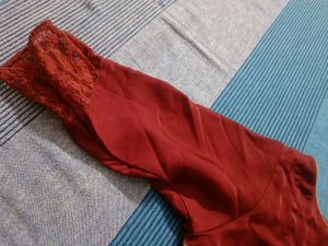 Maroon Kurta Gold Zigzag Trim with palaz  149 m 2