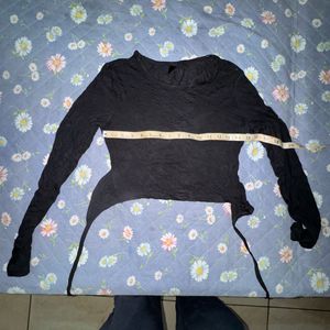 Black Long Sleeve Asymmetrical Top