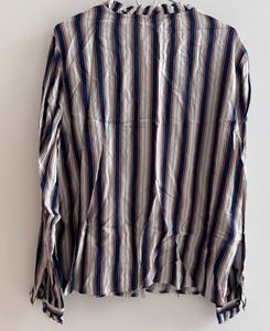 Only - Striped Ruffle Neck Blouse
