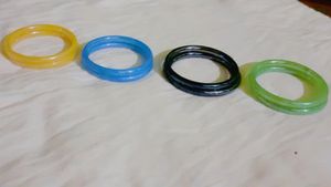 Thick Glass Bangles Set Of 4 Pairs. Total 8 Bangles In 4 Different Colors