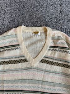 Vintage Patterned V-Neck Sweater