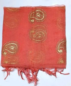Orange Paisley Dupatta with Tassels