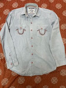 TRUE RELIGION SHIRT EMBROIDERY ON POCKETS