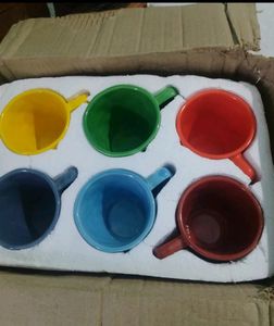 Brand New Ceramic Cup Set Of 6 Multicolour