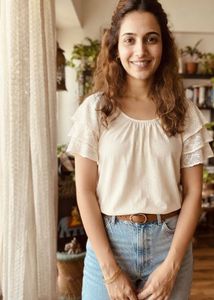 Cream Lace Sleeve Top