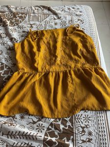 Mustard Embroidered Peplum Top