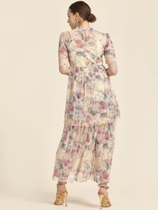 Sunshine Floral Printed Mesh Maxi Dress