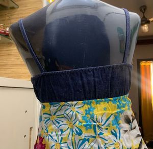 Denim Top Floral Print Dress
