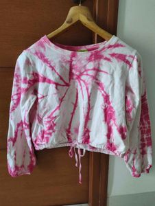 Pink Tie-Dye Cropped Long Sleeve