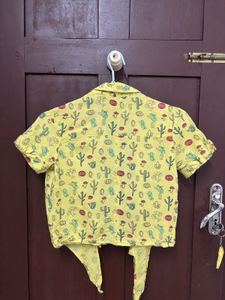 Cute Cactus Print Cropped Shirt for women