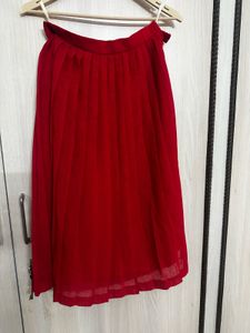Red Pleated Skirt