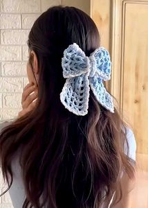 Crocheted Bow Hair Clips - Set of 2