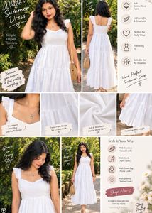 White Summer Tiered Midi Dress