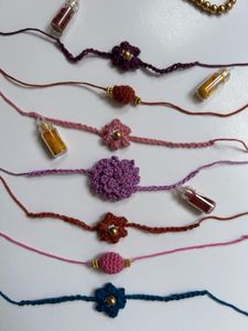 Handmade Crochet Flower Rakhi Can Be Reusable