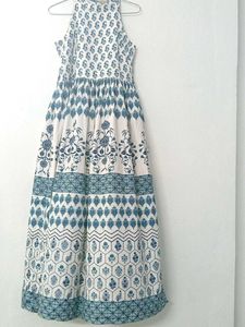 ✨Anouk Off White&amp;Navy Blue A-Line Midi Dress ₹489