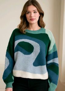 Abstract Pattern Knit Sweater🥑🎨💚