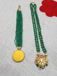Green Beaded Necklace Set