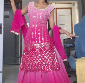Beautiful Pink Kurta lehanga set with Dupatta