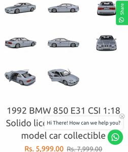Silver BMW850csi Licensed by BMW AG Diecast Model