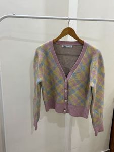 ZARA Pastel Argyle Pattern Knit Cardigan
