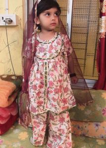white and pink girls ethnic set