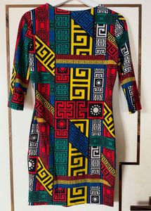 Vibrant Geometric Print Sheath Dress