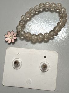 Flower Charm Bracelet &amp; Earrings Set
