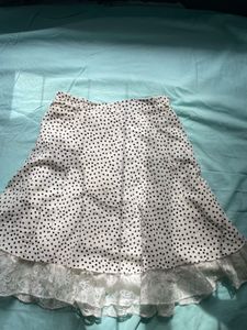 Polka Dot Lace Trim Skirt